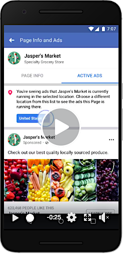 FB info and ads feature