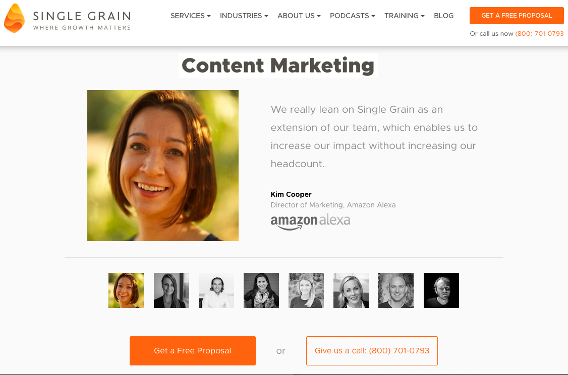 SG content marketing testimonial