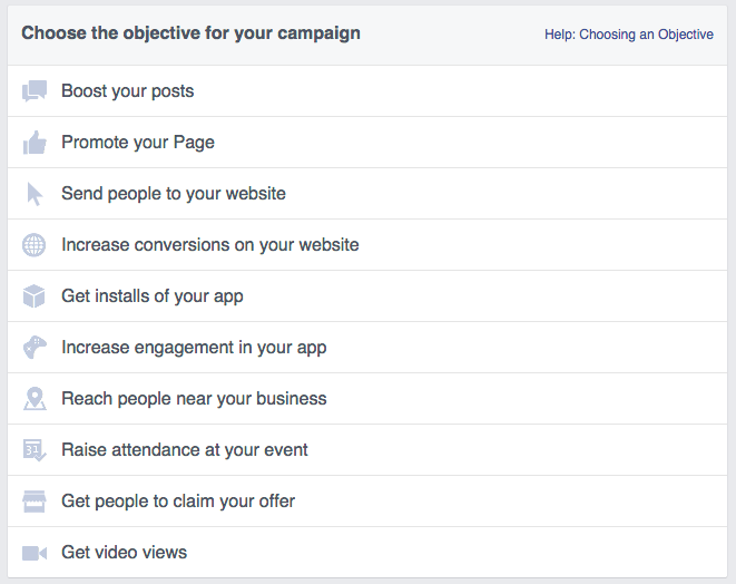 facebook ad objective