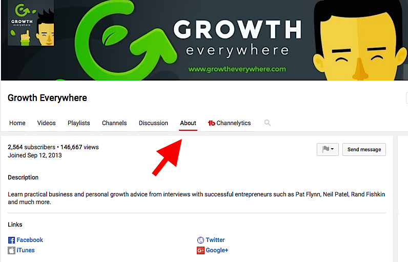 Growth Everywhere YouTube Channel About Page