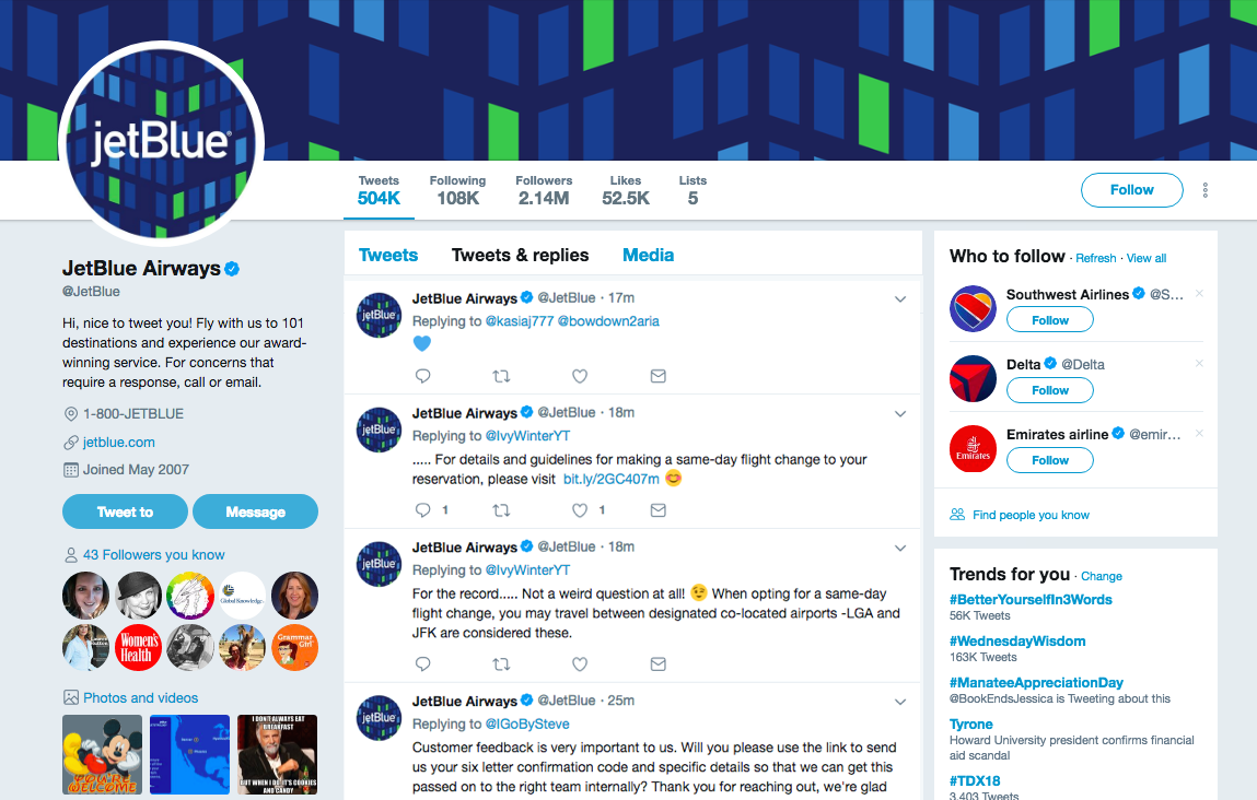 JetBlue Twitter