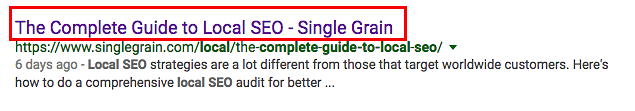 meta title in the SERPs