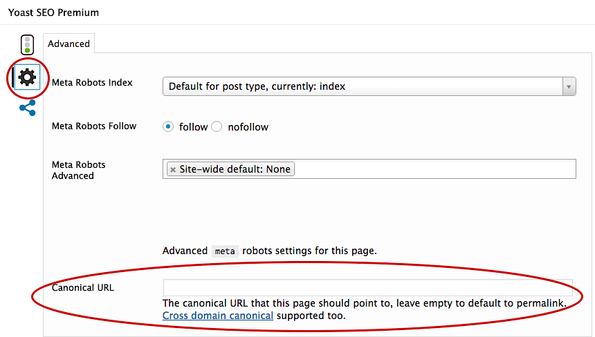 Yoast SEO plugin canonical tag