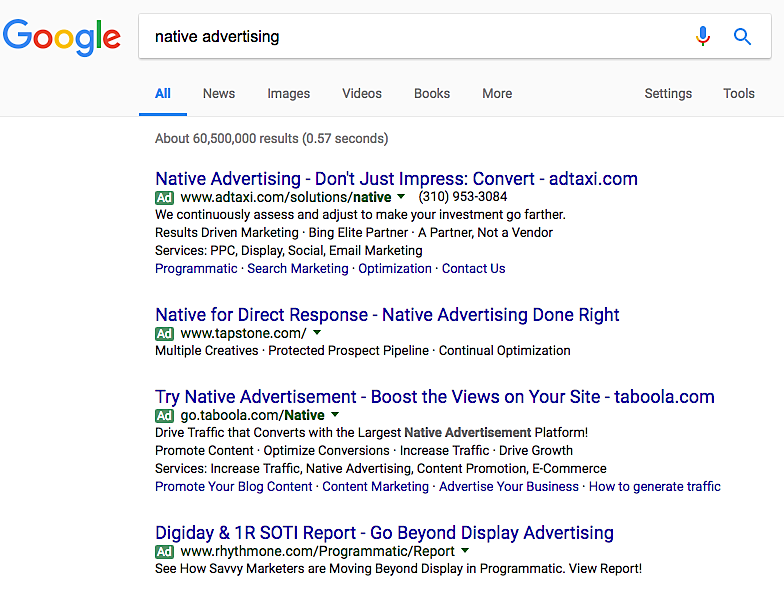 Native Advertising Google Search