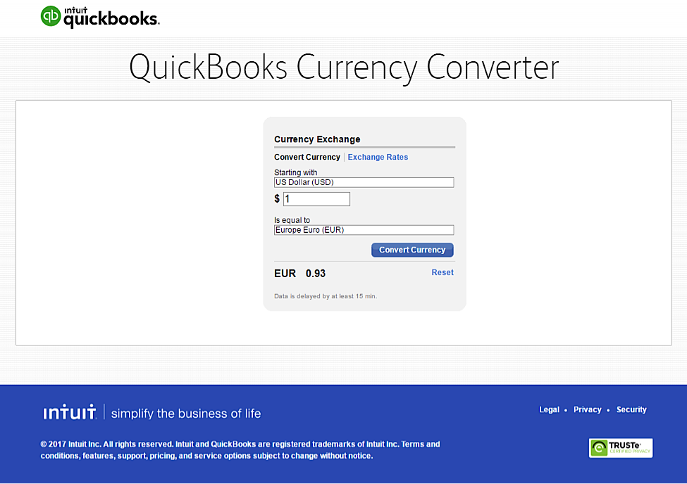 QuickBooks currency converter