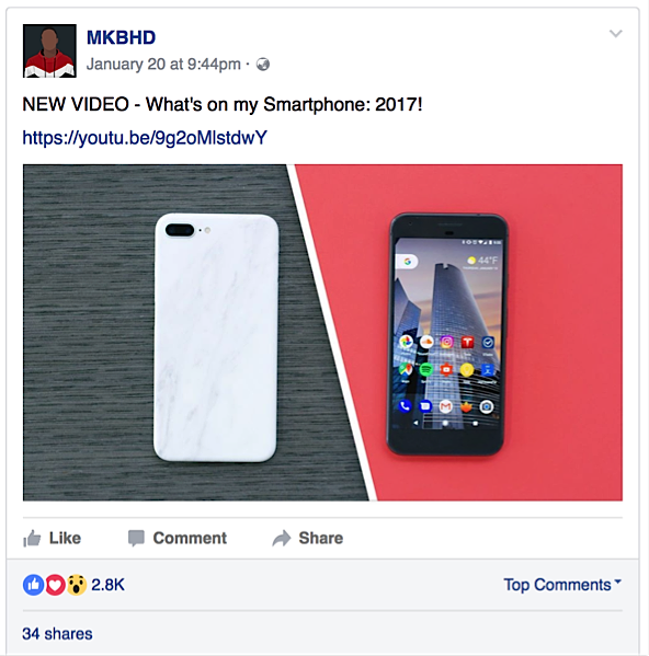 tech reviewer sharing video to Facebook