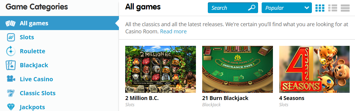 CasinoRoom 1 Above The Fold Screenshot