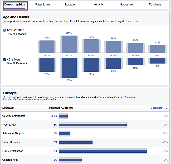 Facebook Audience Insights Demographics