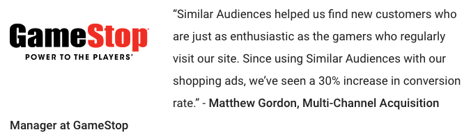 GameStop Google Similar Audiences