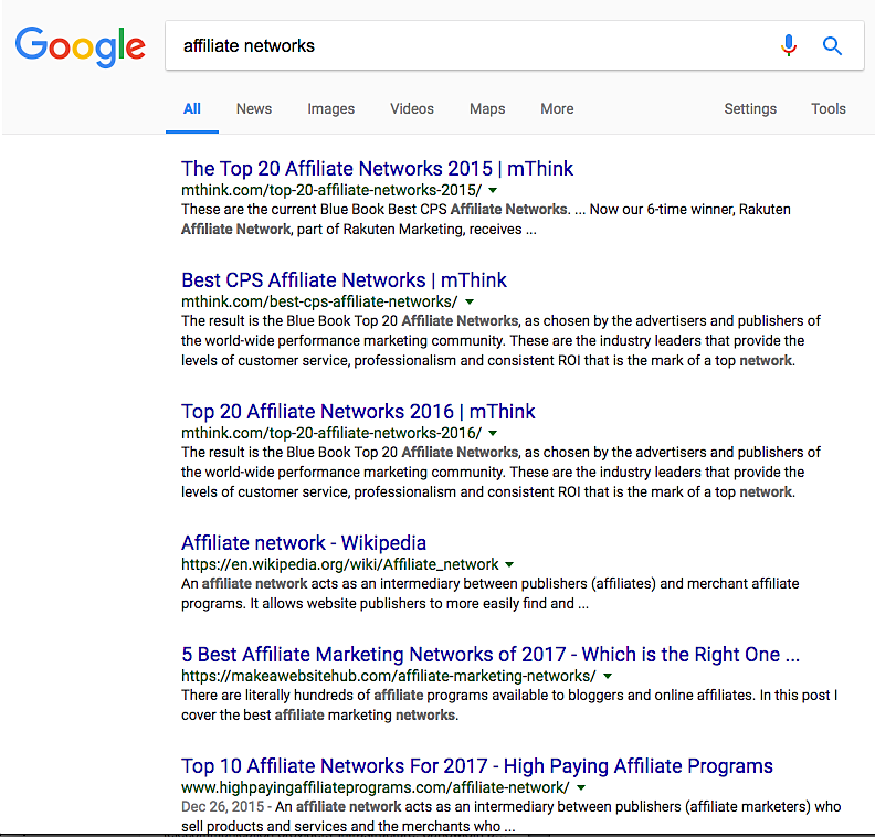 Google affiliate networks