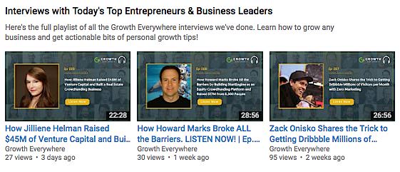 Growth Everywhere YouTube thumbnails