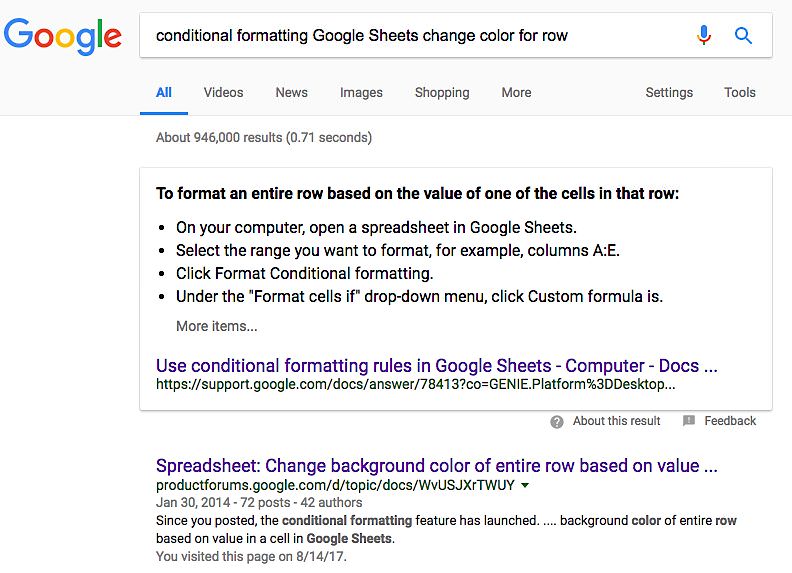 Google featured snippets