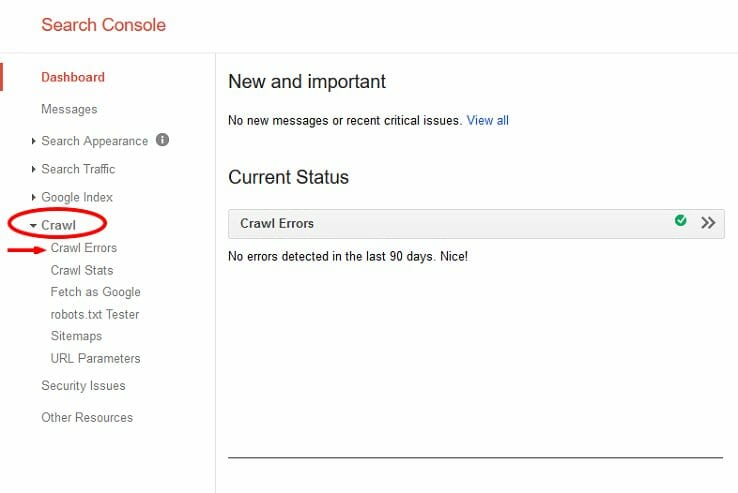 Google Search Console crawl errors