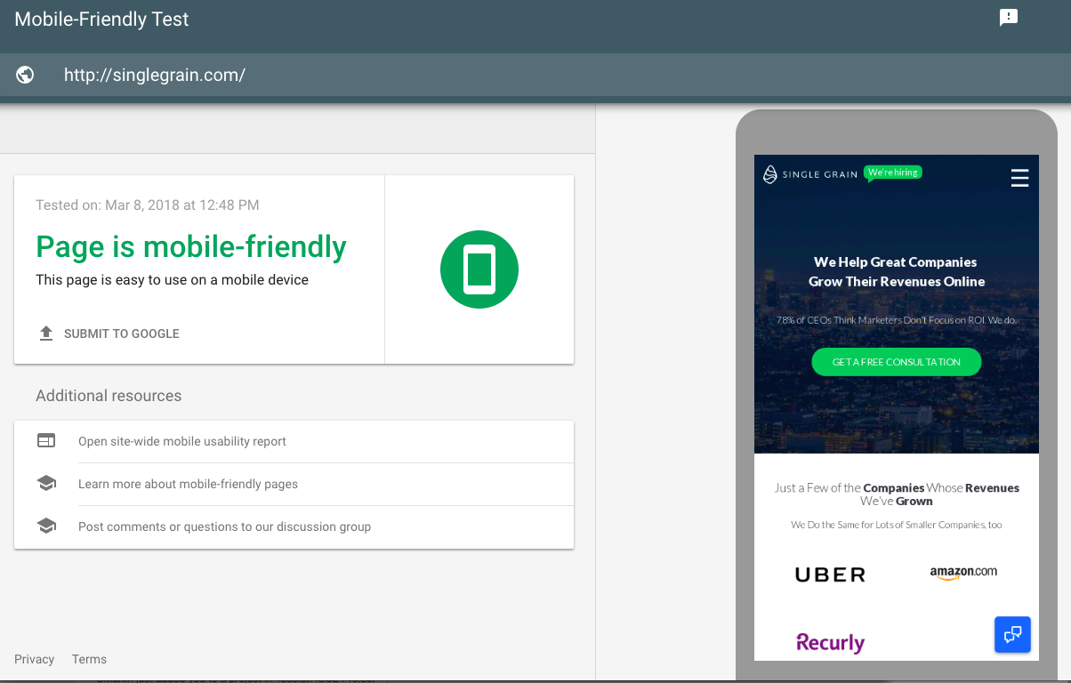 Google Mobile-Friendly Test