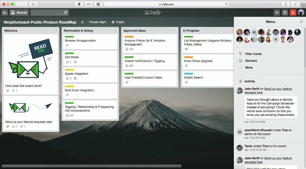 Managing MVP through Trello