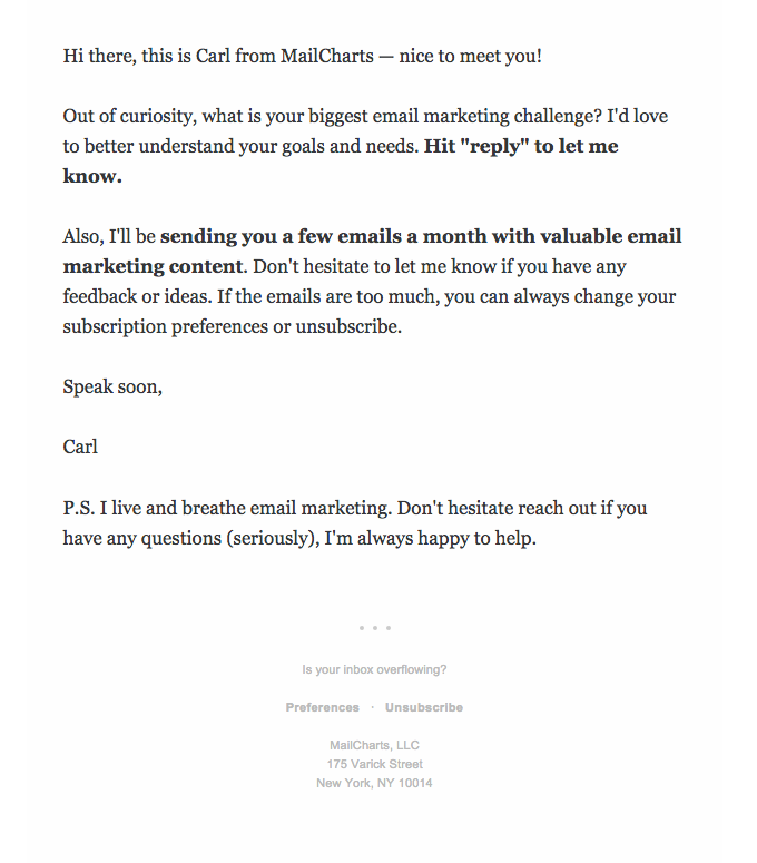 Plain text email example