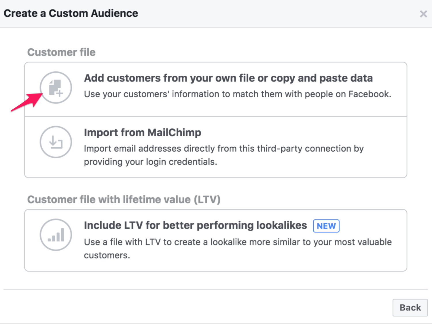 24 facebook custom audience list