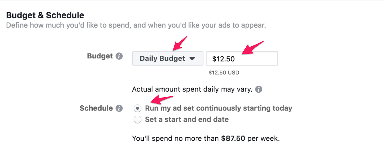 8 facebook budget