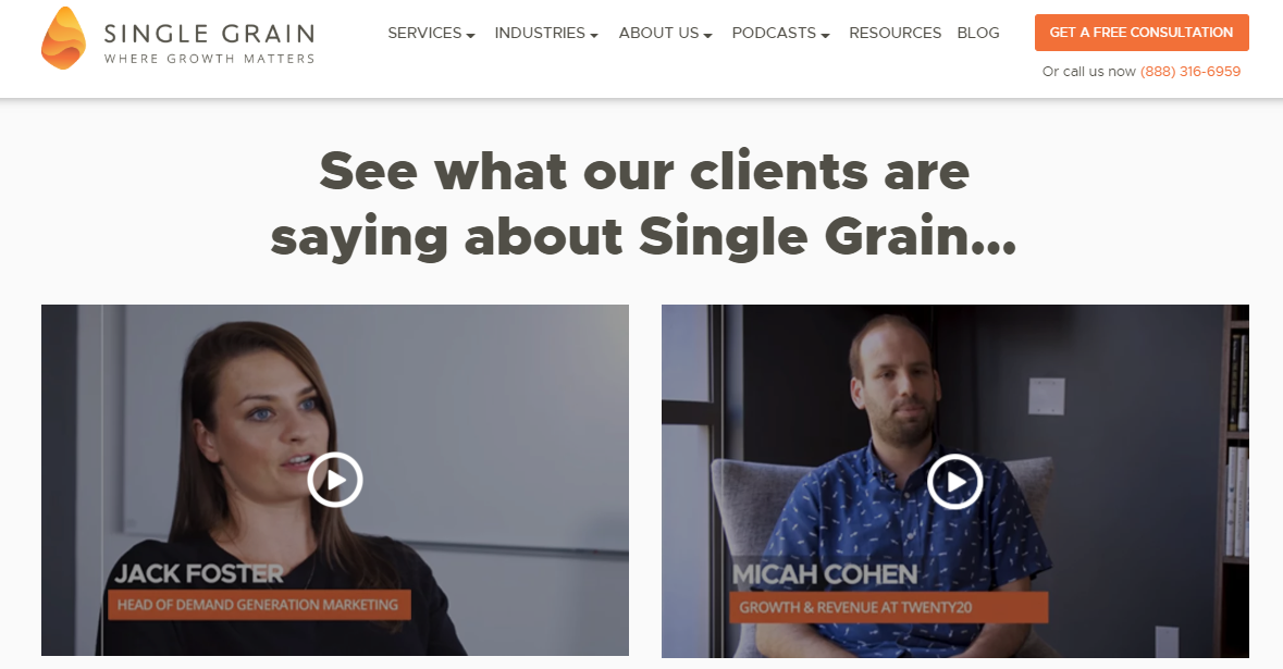 single grain testimonials