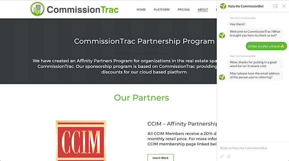 CommissionTrac chatbot