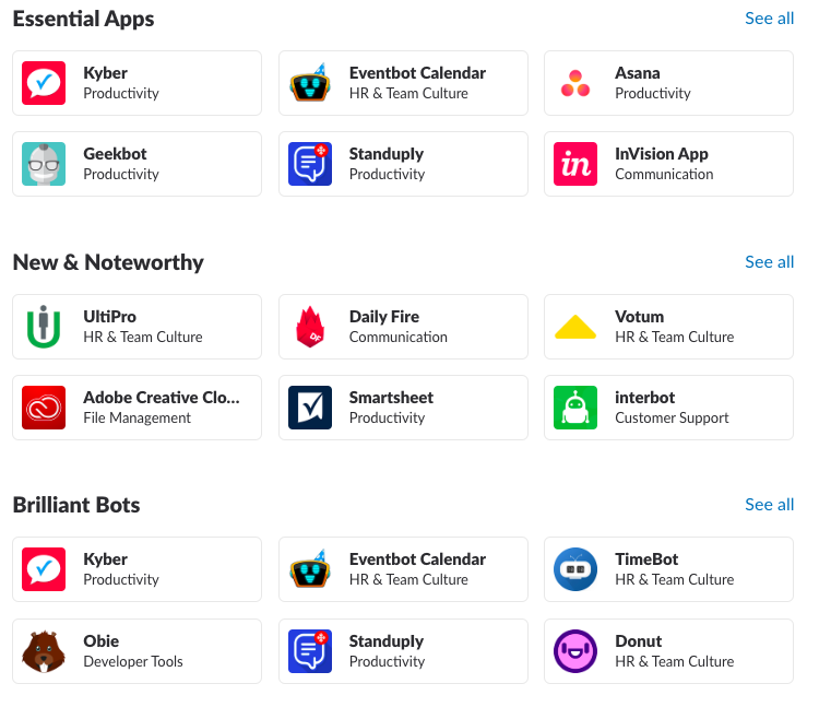 Slack app directory