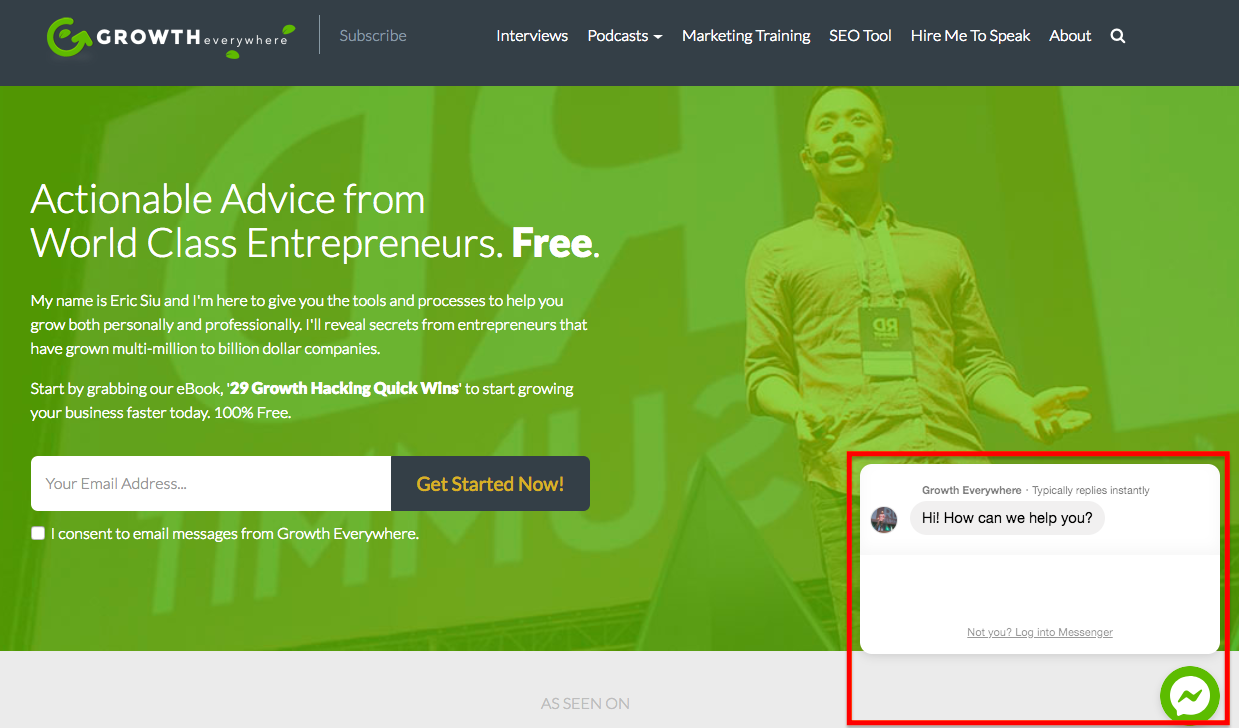 Growth Everywhere live chat