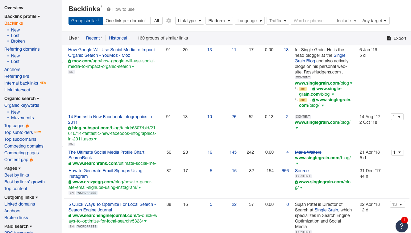 Ahrefs backlinks