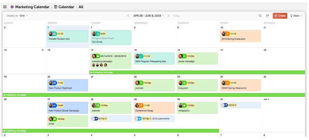 CoSchedule content calendar