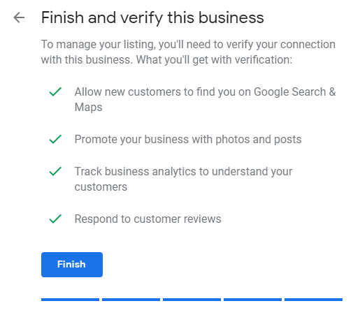 gmb finish and verify