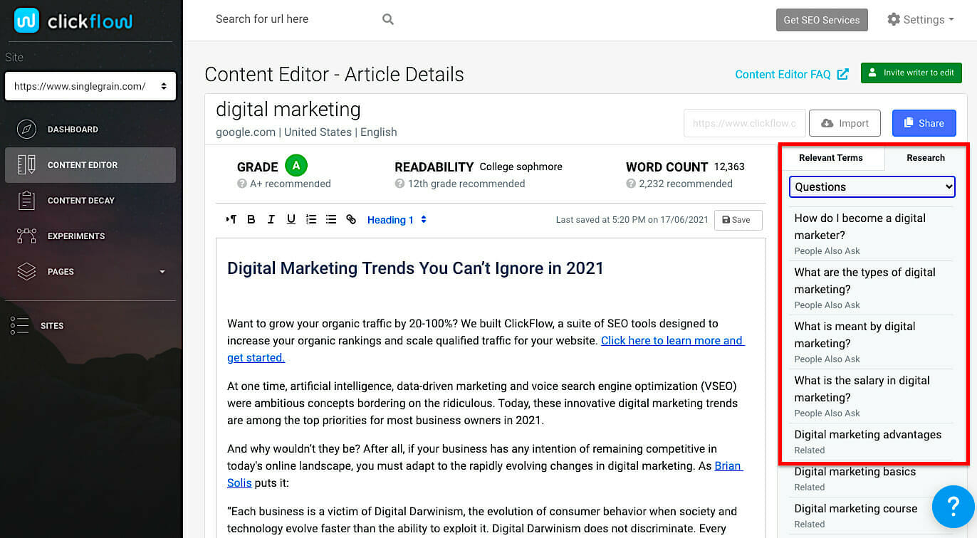 CF content editor PAA questions