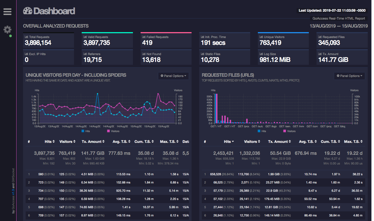 GoAccess dashboard