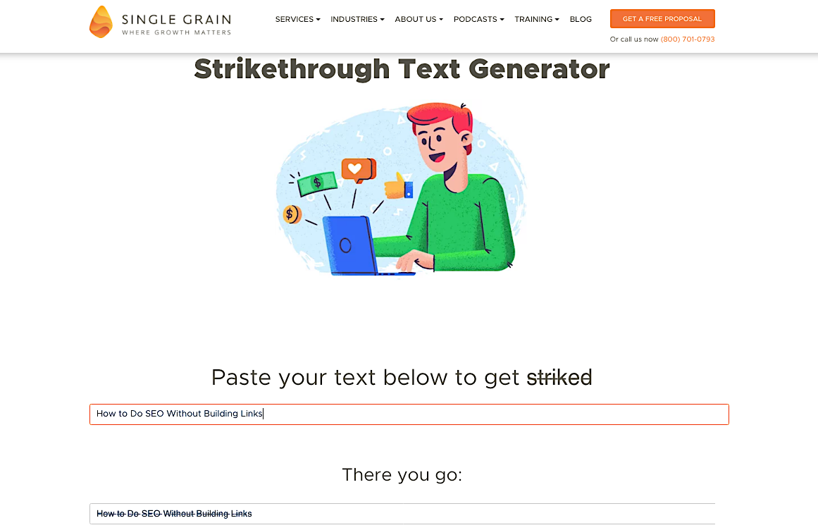 Single Grain strikethrough text tool