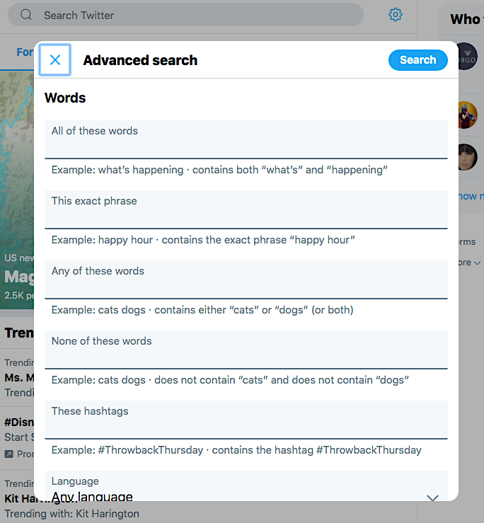 Twitter Advanced Search