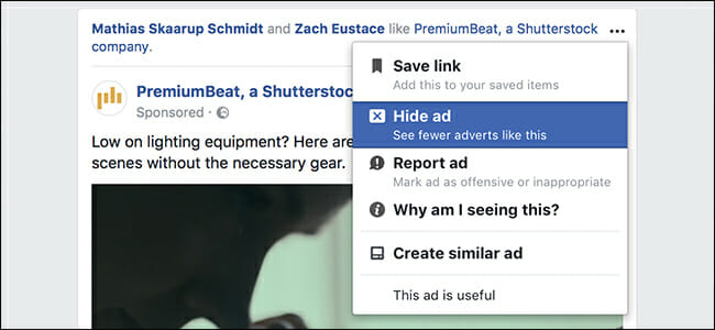 facebook hide ad