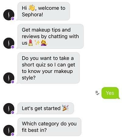 Sephora chatbot example