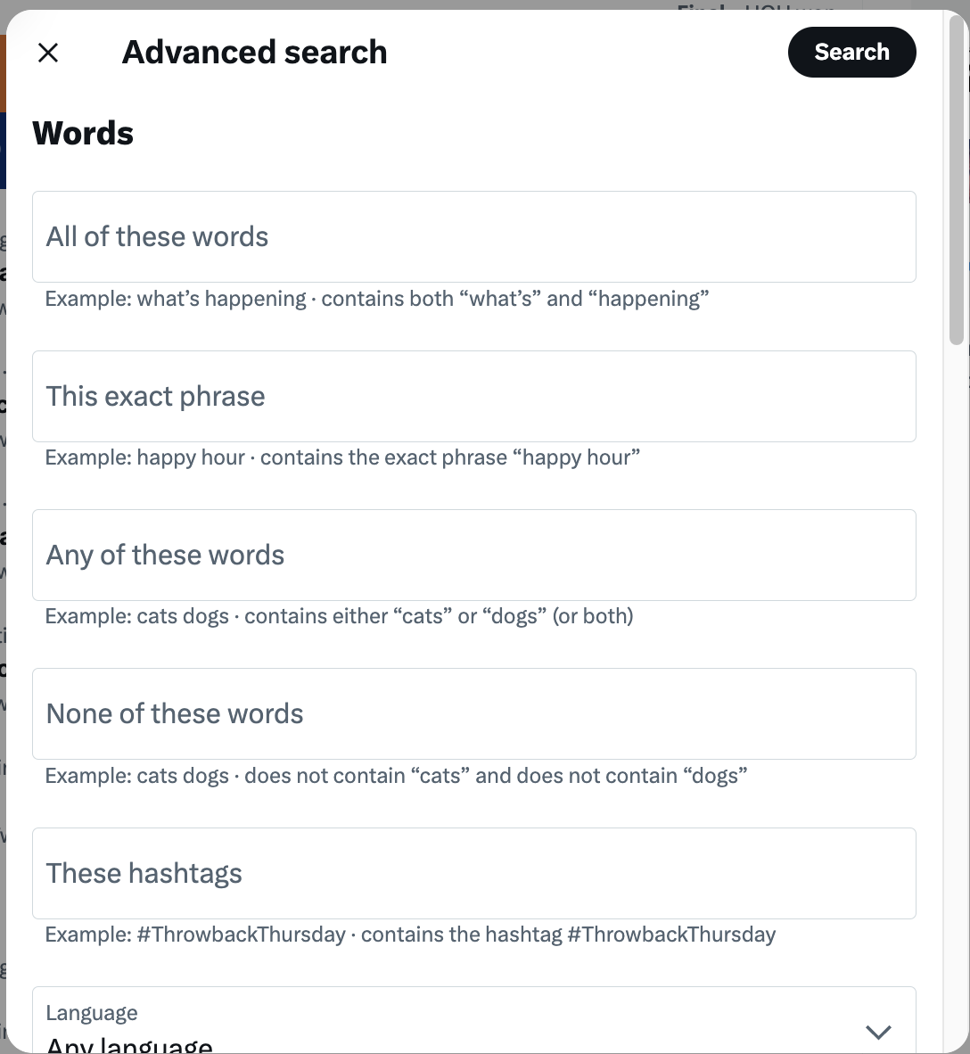 Twitter's Advanced Search