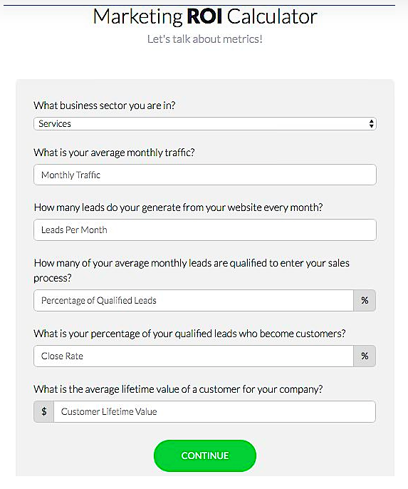 Single Grain marketing ROI calculator