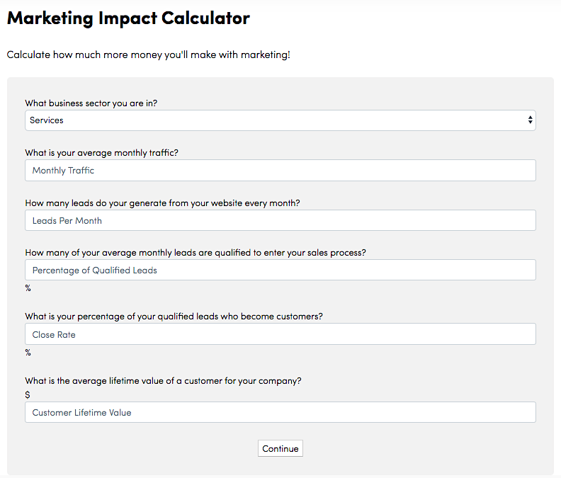 Single Grain's Marketing Impact Calculator