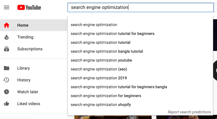 YT autosuggeset