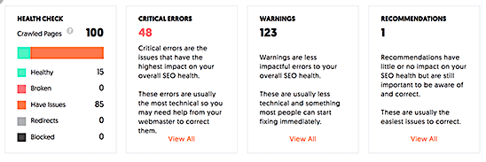 Ubersuggest SEO health check