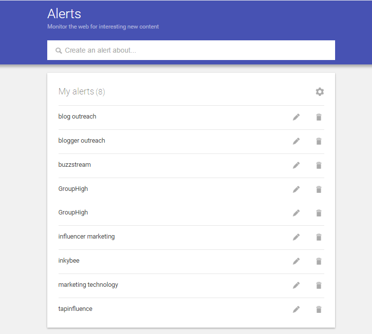 Google Alerts for influence marketing