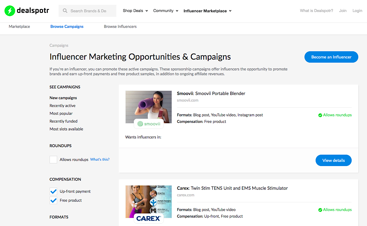 Dealspotr campaigns