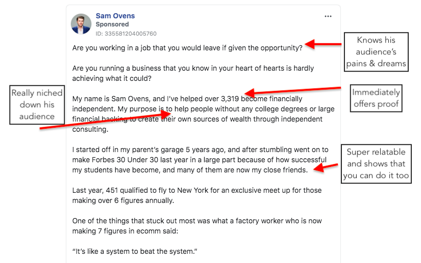 Sam Ovens FB ad