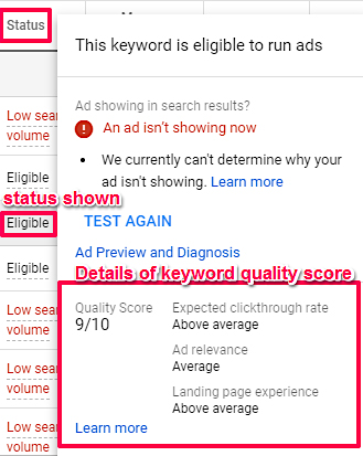 Google Ads quality score