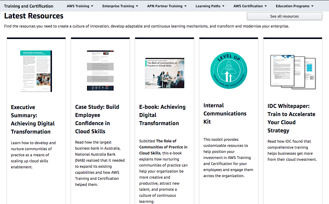 AWS learning resources