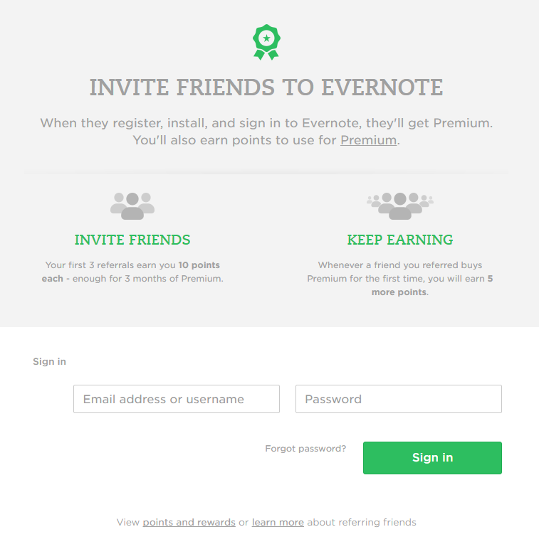 Evernote referral program