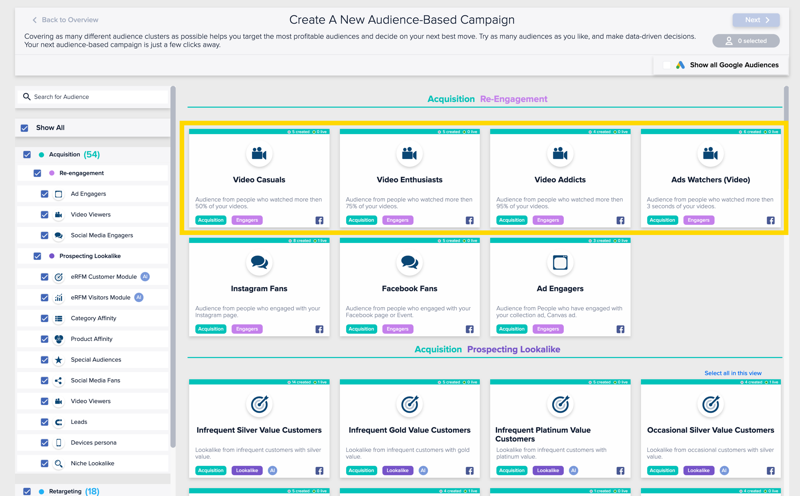 select your custom audience