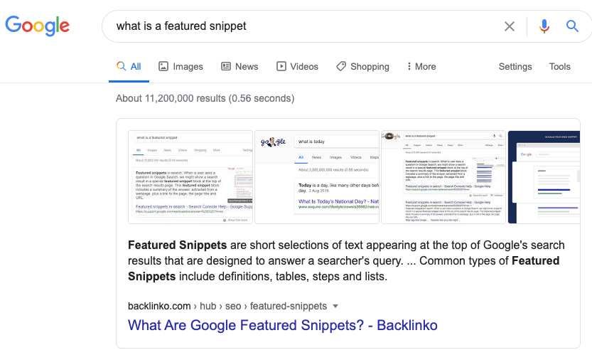 what is a featured snippet Google Search 1