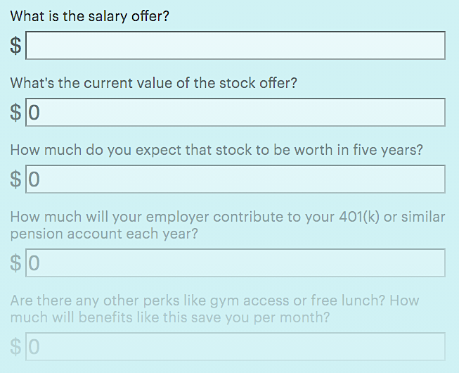 Quartz at Work job offer calculator