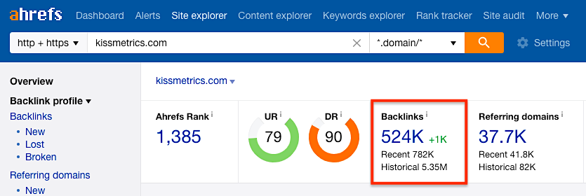 Kissmetrics backlinks